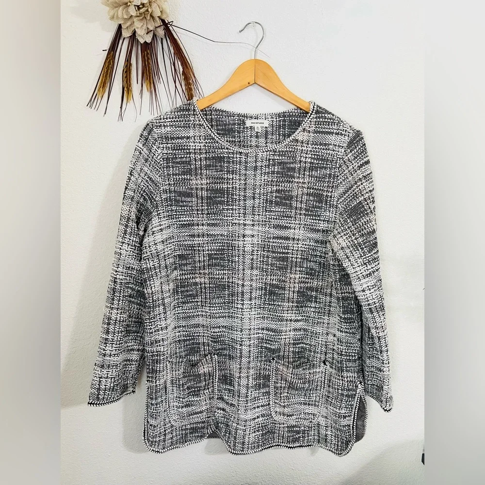 Max Studio Tweed Long Sleeve Pocket Tunic Top Size XL - Picture 1 of 6
